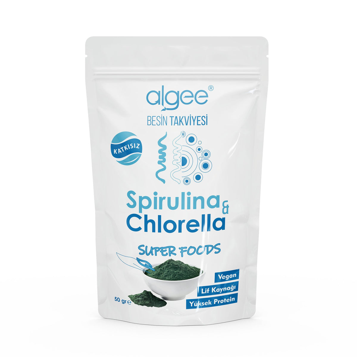 algee® Spirulina & Chlorella Tozu | Süper Gıda Karışımı 50 gr