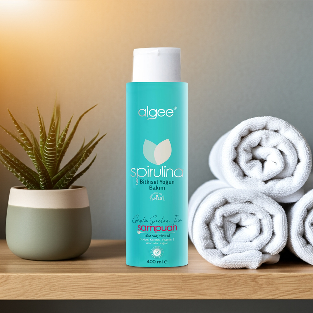 Spirulina Yoğun Bakım Şampuanı 400 ml | Doğal & Bitkisel İçerik – Saç Dökülmesine Karşı | algee®