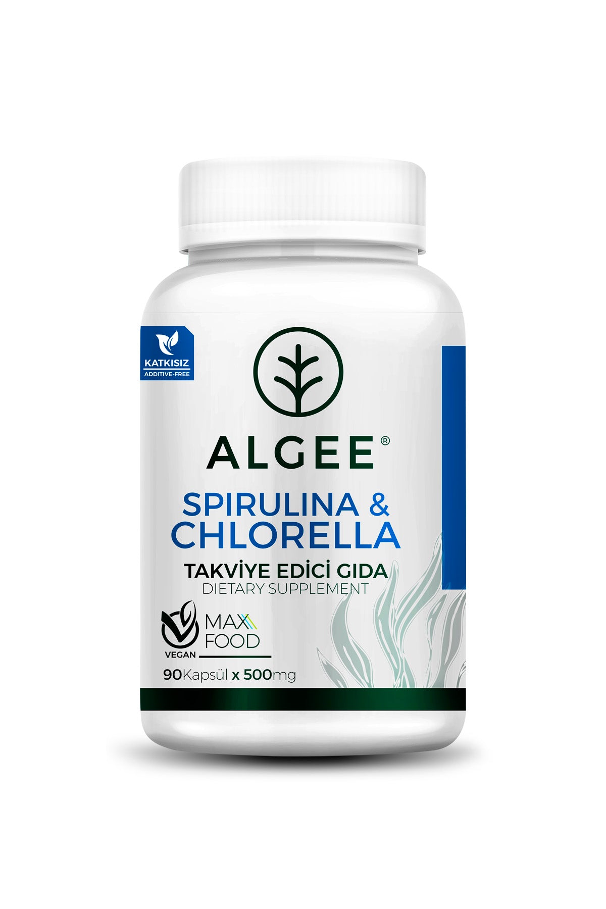 Spirulina & Chlorella Kapsül 500mg | 90 Adet | Vegan Süper Gıda Takviyesi | ALGEE®