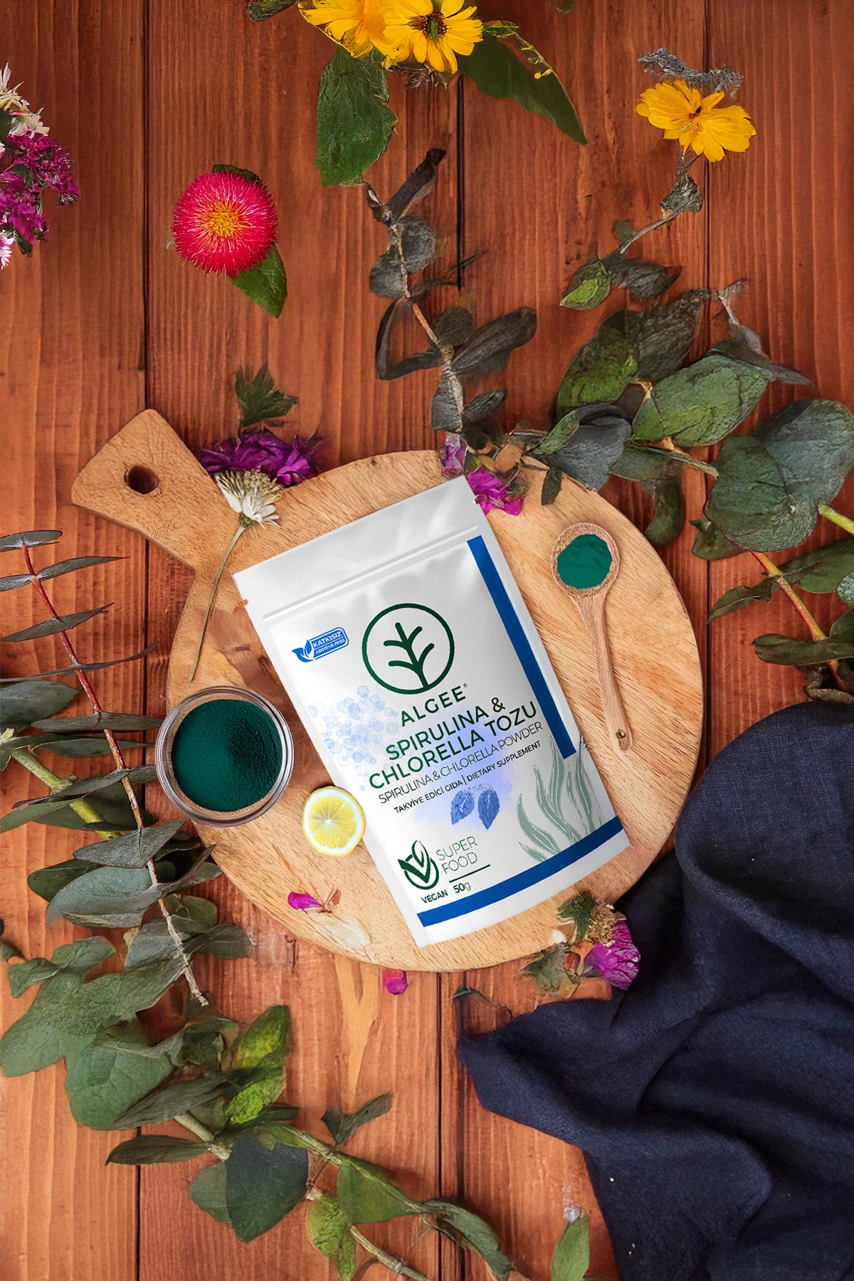 Spirulina & Chlorella Tozu 50g | Süper Gıda Karışımı – Katkısız & Vegan | ALGEE®
